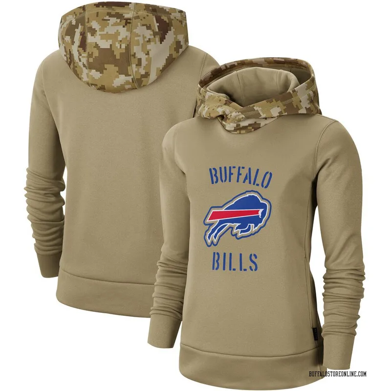 Women's Buffalo Bills Khaki 2019 Salute to Service Therma Pullover Hoodie