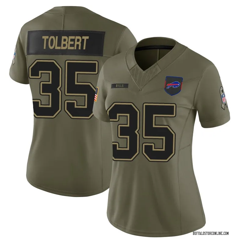 Olive Women's Mike Tolbert Buffalo Bills Limited 2025 Salute to Service Jersey