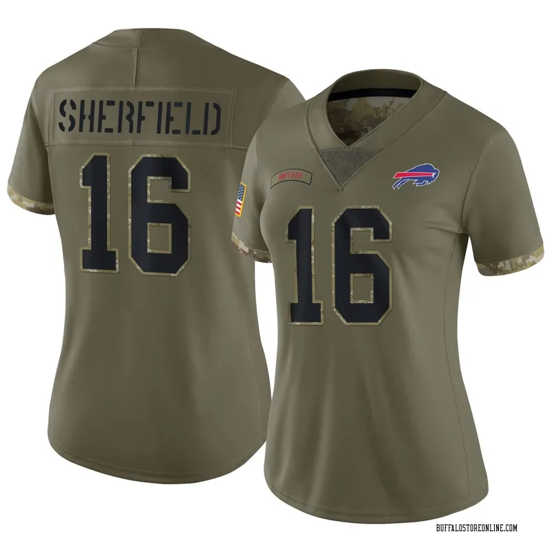 Olive Women's Trent Sherfield Buffalo Bills Limited 2022 Salute To Service Jersey