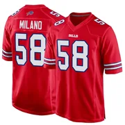 Red Youth Matt Milano Buffalo Bills Game Alternate Jersey