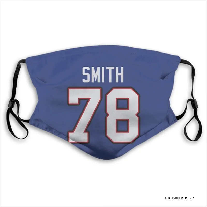 Royal Blue Bruce Smith Buffalo Bills Washable & Reusable Face Mask With PM2.5 Filter