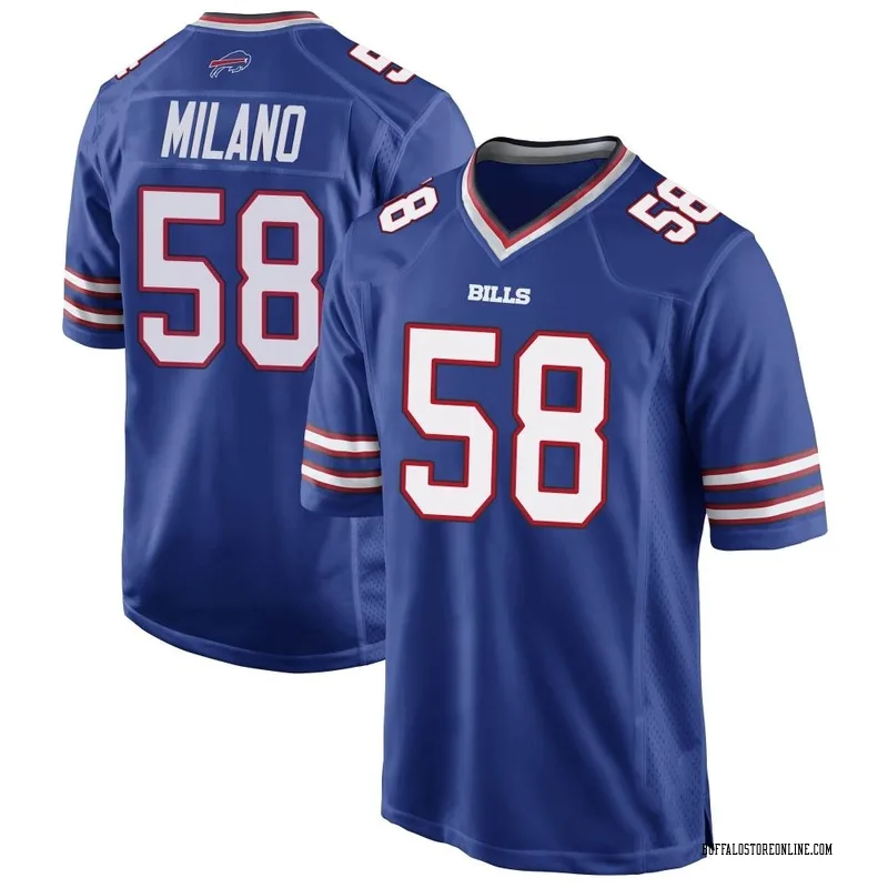 Royal Blue Men's Matt Milano Buffalo Bills Game Team Color Jersey