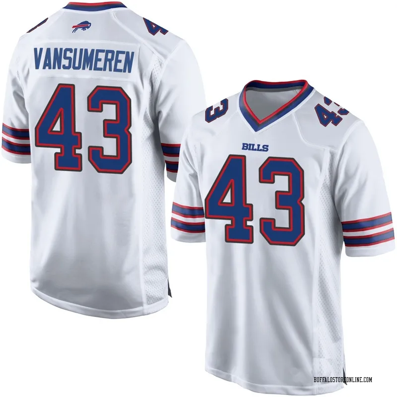 White Youth Ben VanSumeren Buffalo Bills Game Jersey